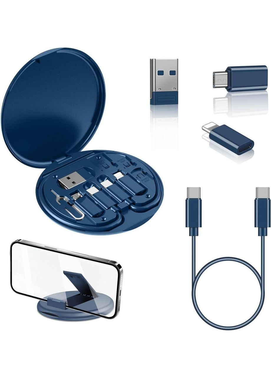 Багатофункціональний універсальний швидкісний кабель 60Вт з перехідниками в кейсі Micro USB, Type C, Lightning 3A зі скрепкою No Brand (361669370)