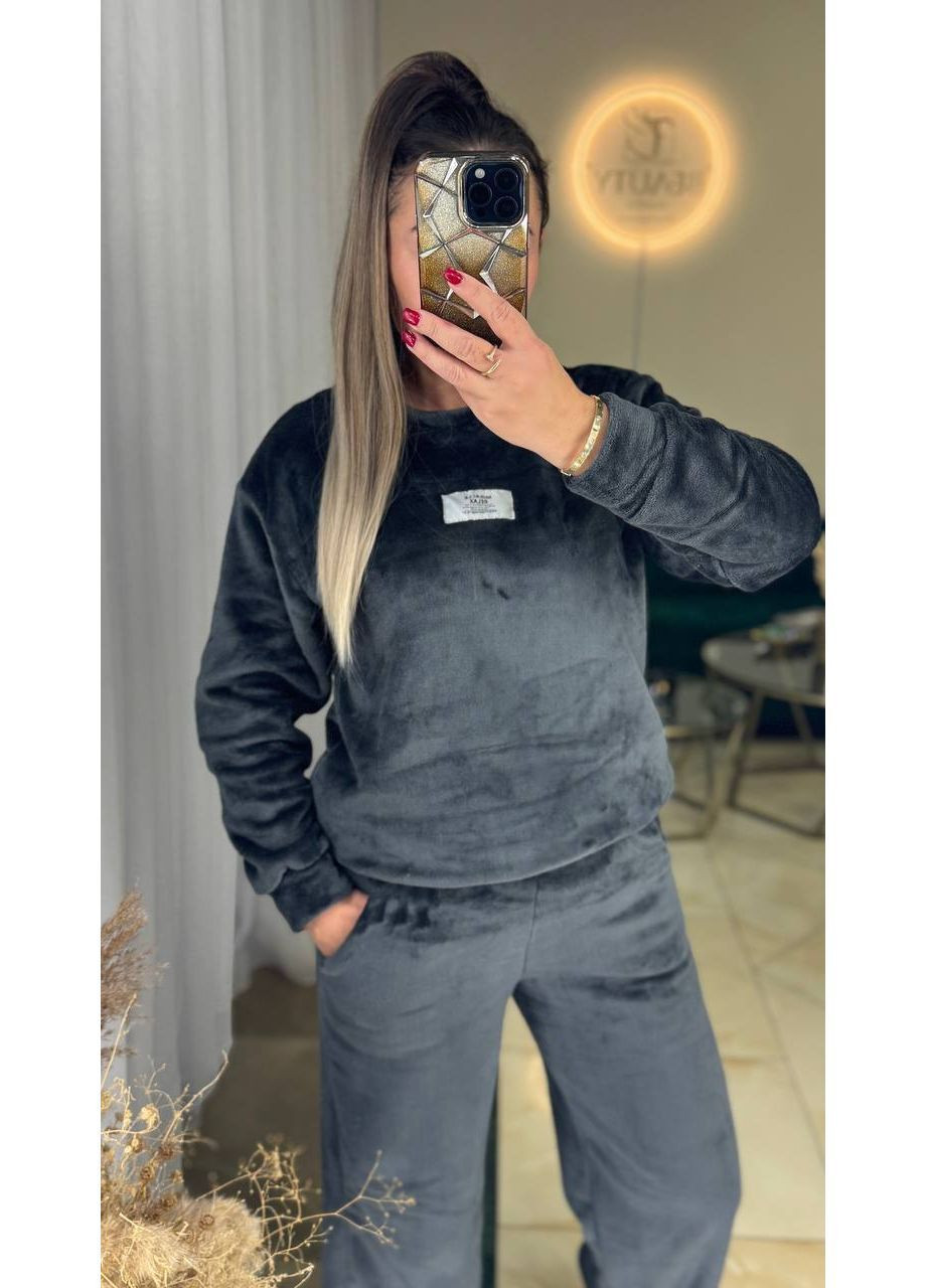 Графитовый демисезонный женский домашний костюм No Brand