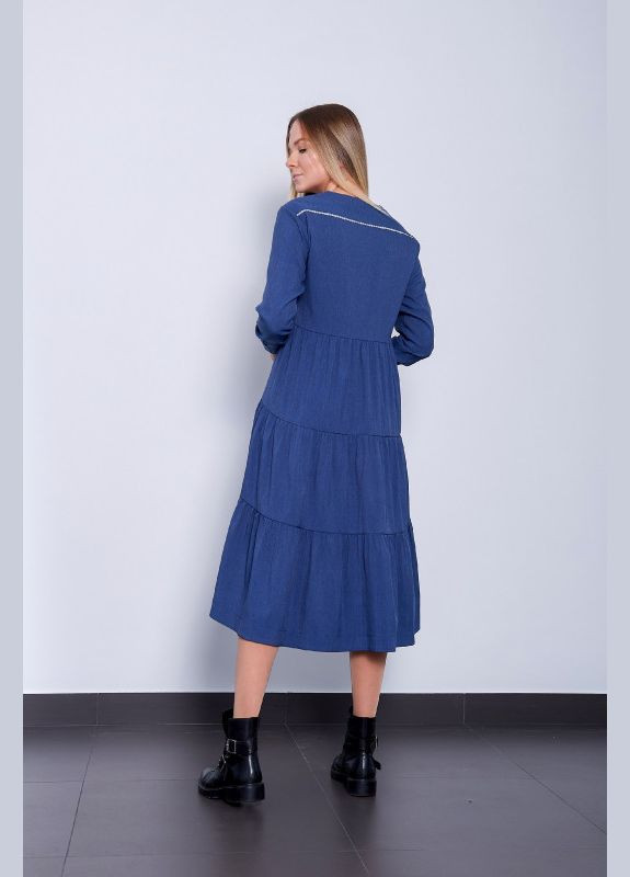 Синя кежуал сукня жіноча синя асиметрична дизайнерська міді mkpr140623-2 Modna KAZKA