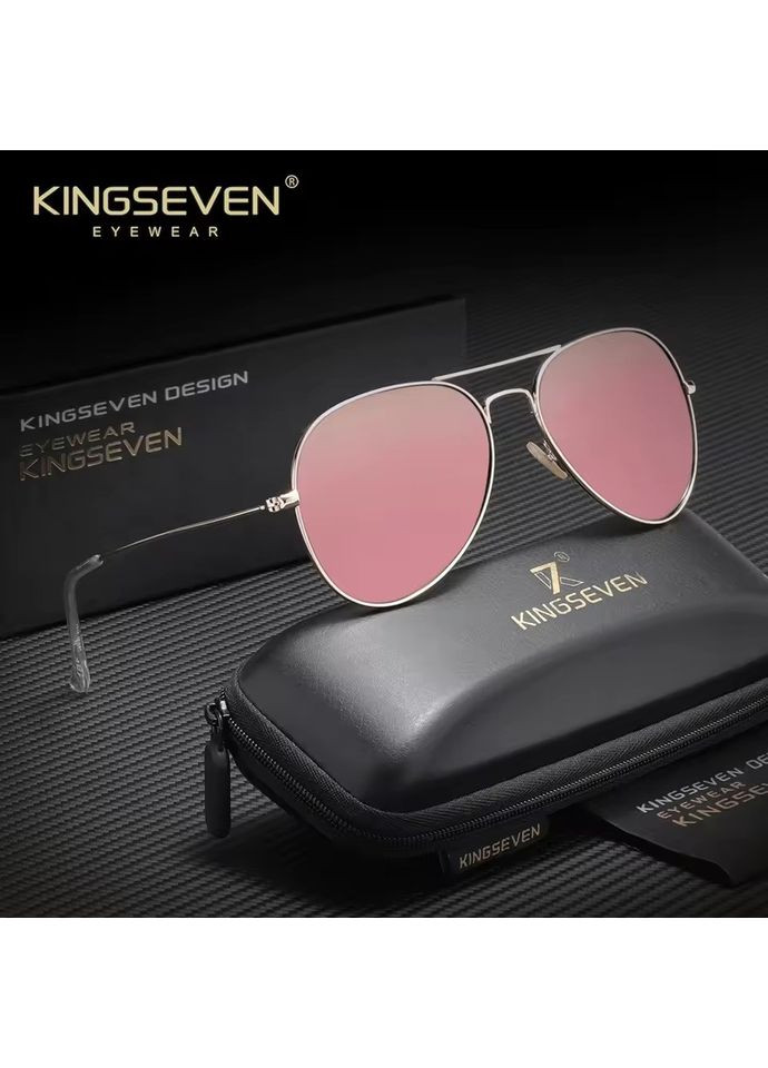 Поляризационные солнцезащитные очки для женщин и мужчин 7115 Gold Pink KINGSEVEN (360645819)