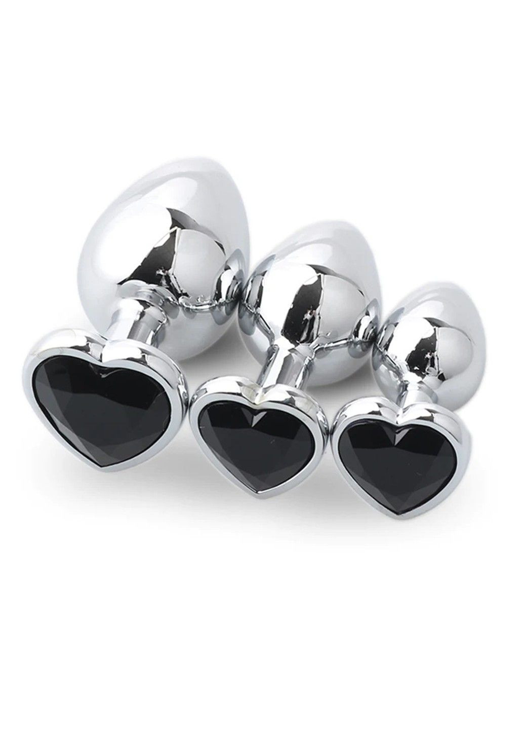 Комплект анальних пробок із чорним кристалом ( розмір S, M, L ) We Love (284278527)