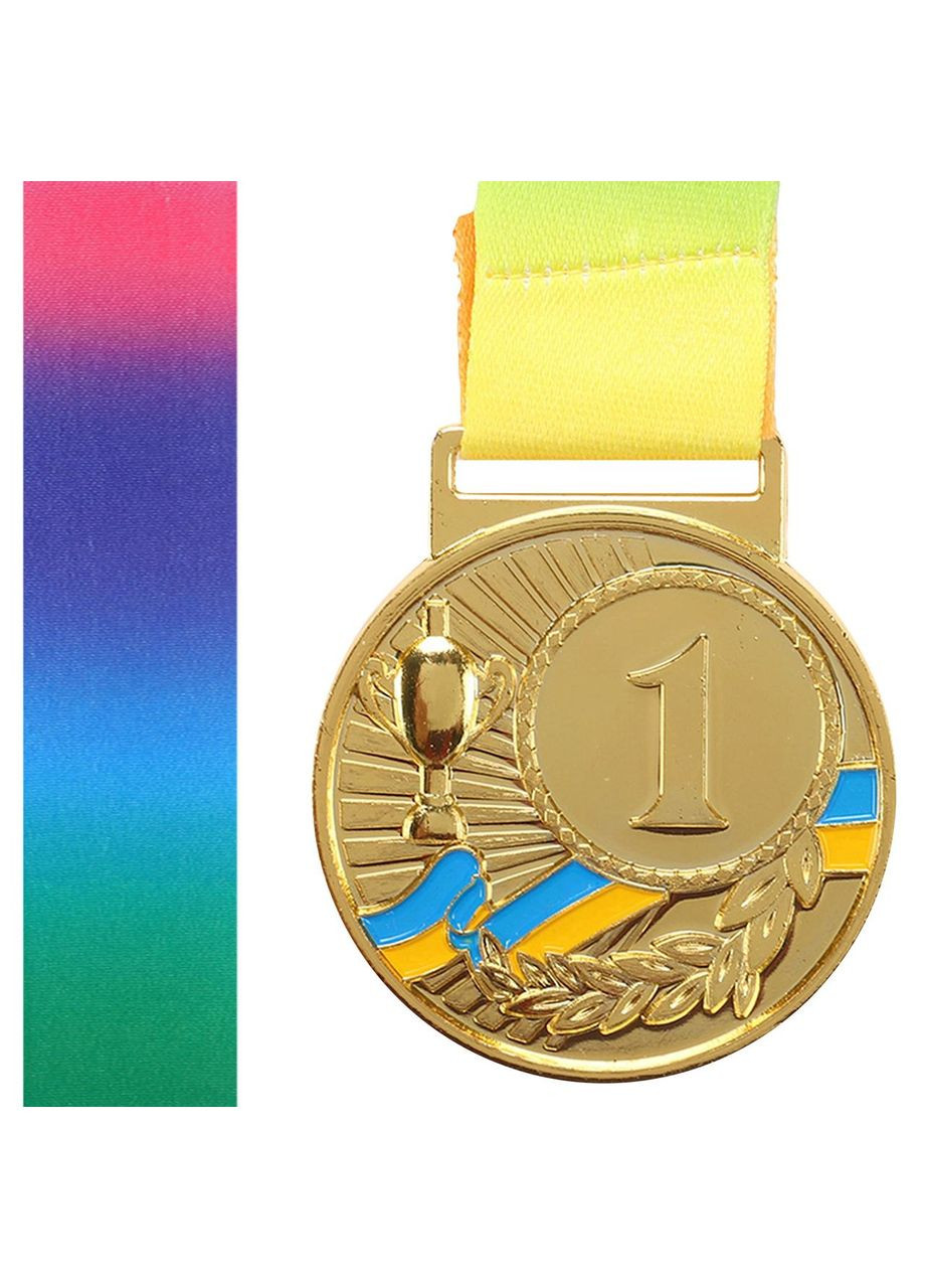 Медаль спортивная с лентой UKRAINE d-5см с укр. символикой C-6210 (металл, d-5см, 20g 1-золото) SP-Sport (361436791)
