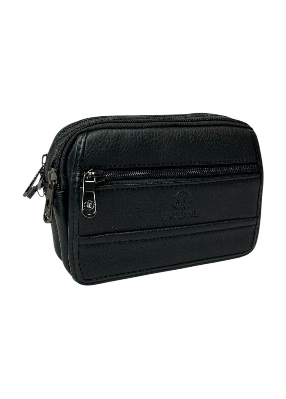Чоловіча сумка з еко-шкіри Jinyuanli 1704 чорна 18 х 12 х 5 No Brand (371682333)