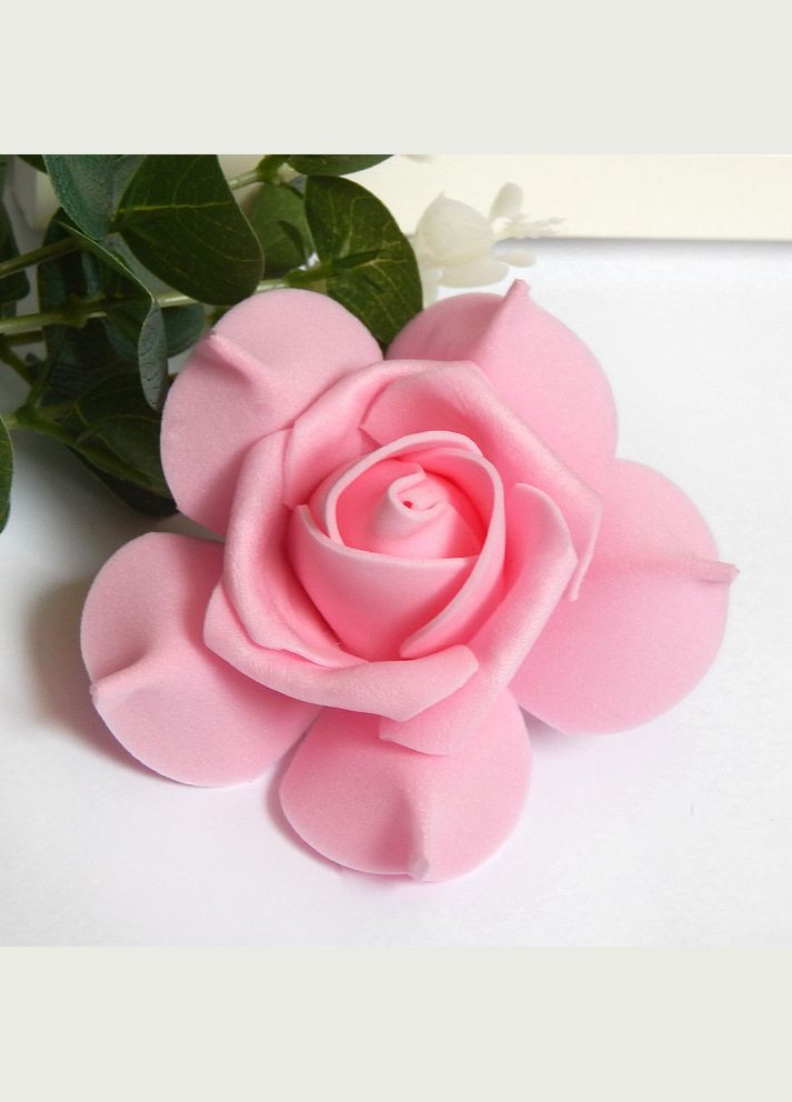 Искусственная Роза (закрученные лепестки), фоамиран, 7 см, розовая No Brand (340485770)