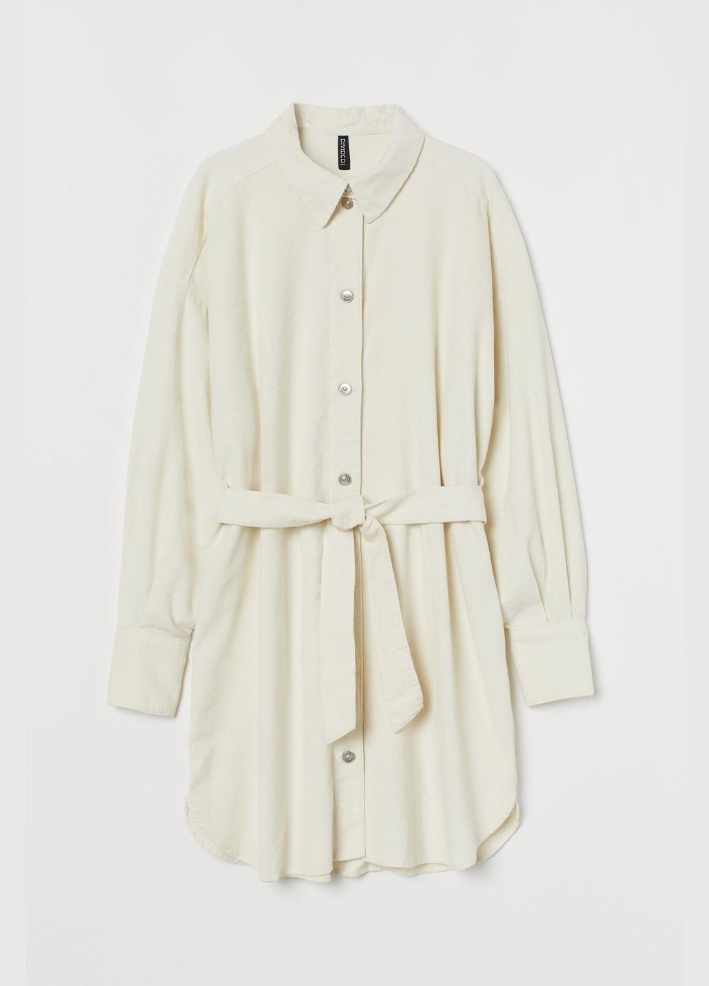 Молочное кэжуал платье-рубашка H&M однотонное