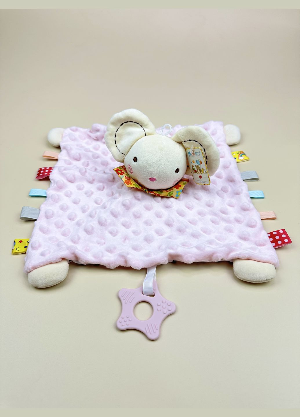 Іграшка-комфортер з прорізувачем Мишенятко рожеве Mommy Bag (285720503)