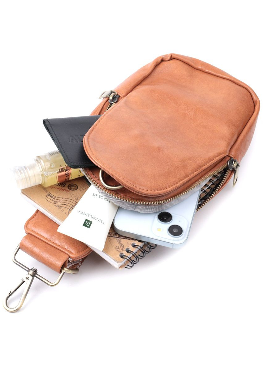 Цікава сумка через плече в модному кольорі з екошкіри 22793 Рудий Vintage (304533809)