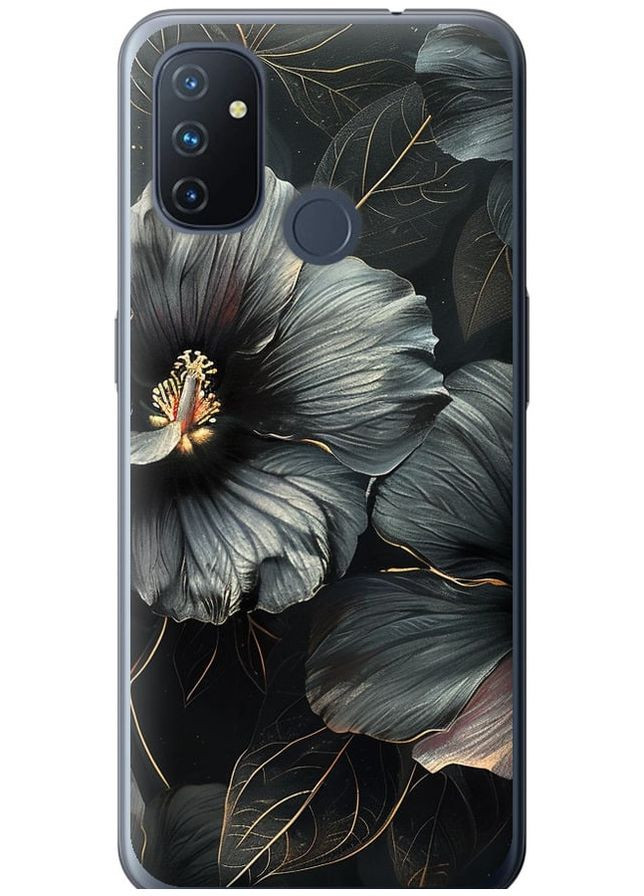 Силиконовый чехол 'Черные цветы' для Endorphone OnePlus Nord N100 (285108582)
