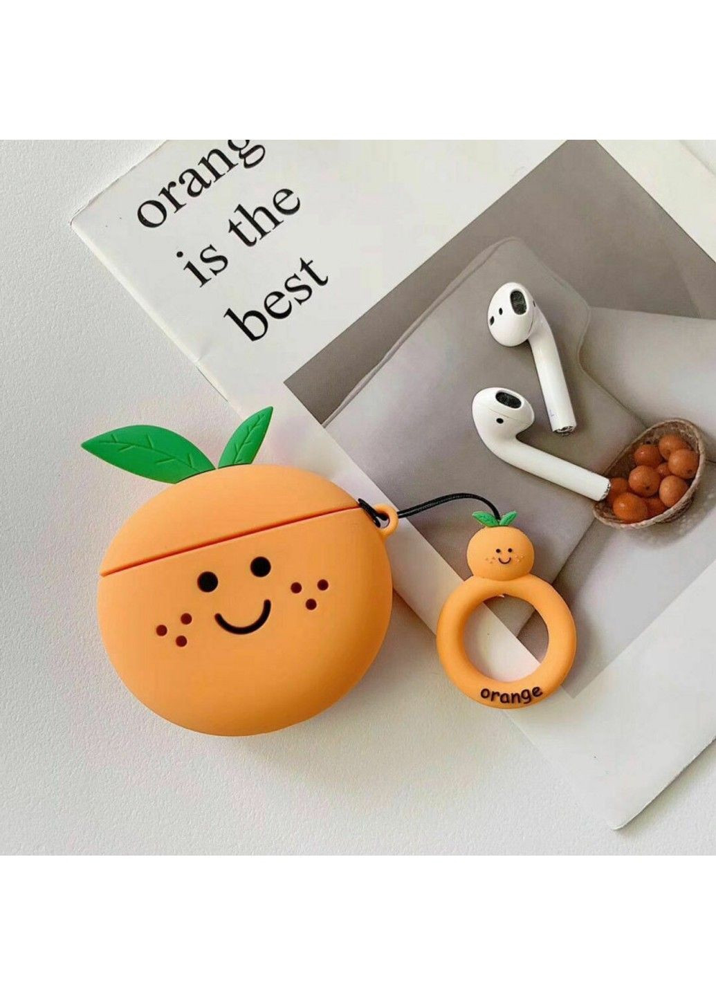 Силиконовый футляр Smile Fruits series для наушников AirPods 1/2 + кольцо Epik (294723013)