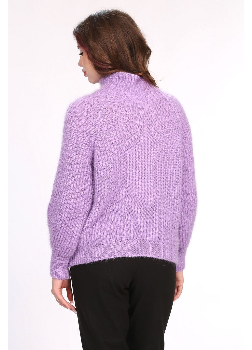 Лавандовий демісезонний светр стійка жіночий 99133 в'язка лавандовий Актуаль