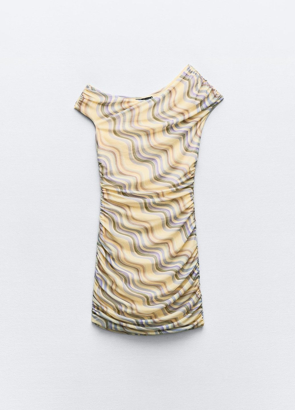 Желтое повседневный платье Zara с абстрактным узором