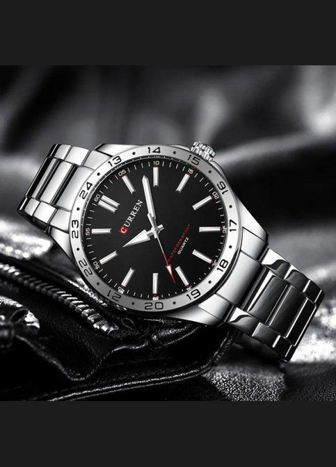 Чоловічий наручний годинник HECTOR сріблястий з чорним циферблатом ( код: IBW880SB ) Curren (331613673)