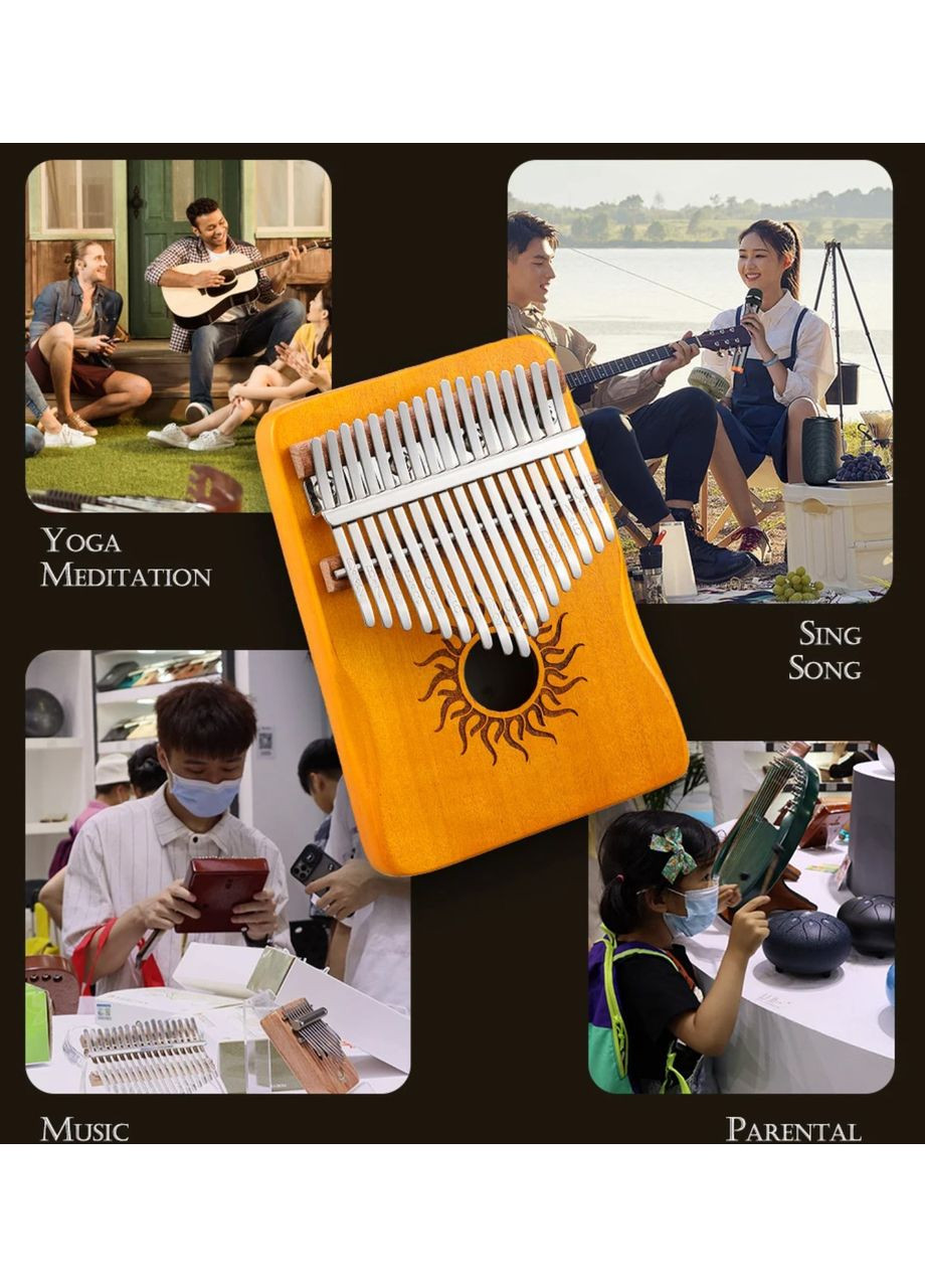 Калімба 17 клавіш масив клена Музичний інструмент Mbira для початківців і професіоналів Yellow Maple Hluru (372128516)