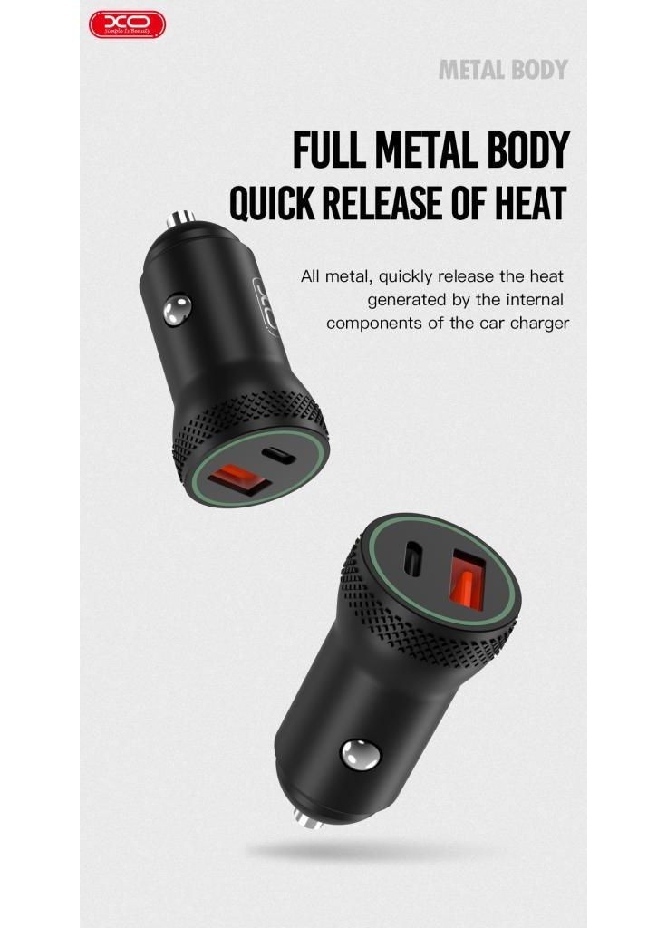 Автомобильное зарядное устройство CC33 1 USB QC 3.0 + Кабель Type-C PD (18W) Black XO (362914796)
