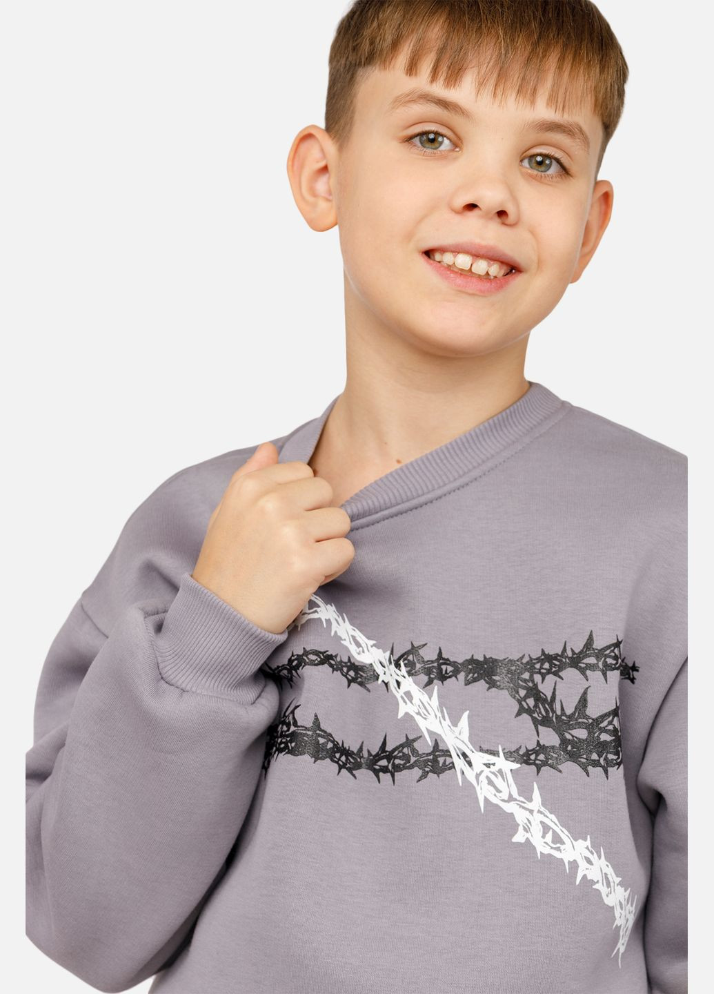 Yuki світшот для хлопчика колір сірий цб-00261385 сірий футер