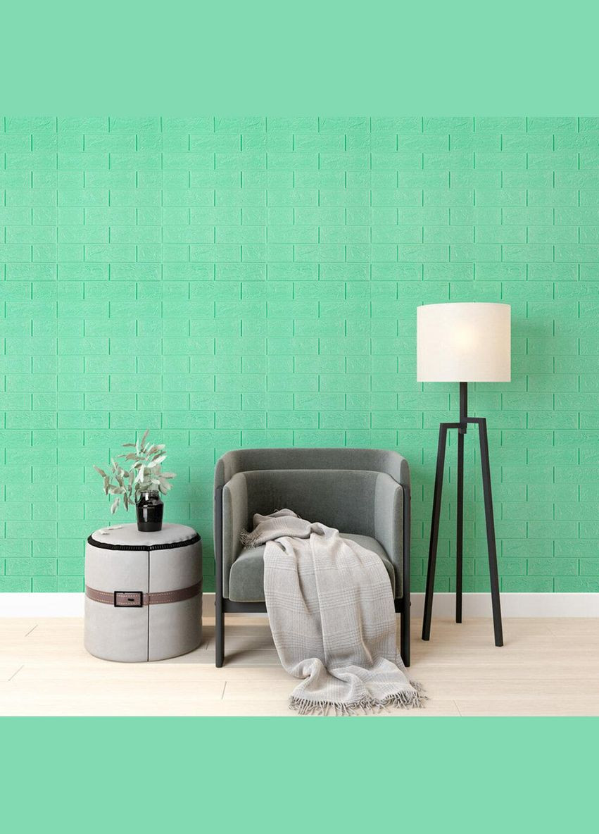 3D панель самоклеящийся кирпич Мята 700х770х3мм 012-3 (3DPanda-0233) Sticker Wall (323155213)