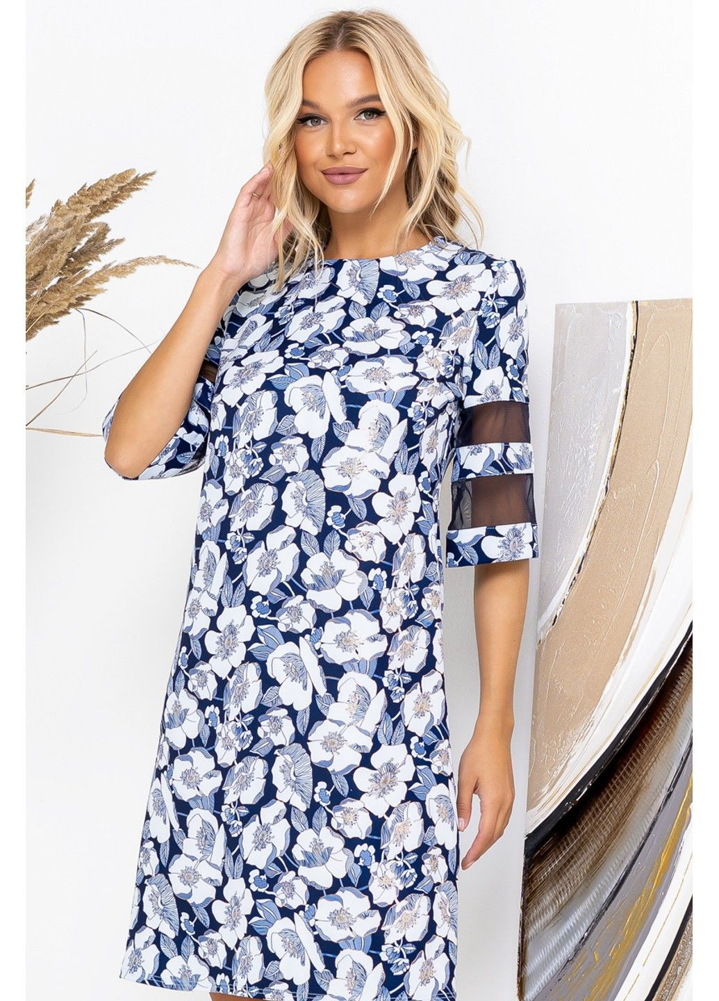 Блакитна повсякденна сукня квітковий принт 20172 блакитна Tanita-Romario