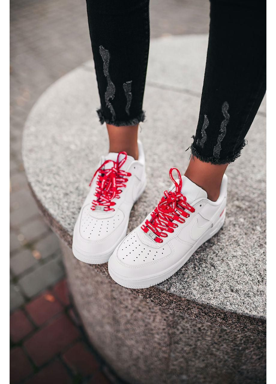Білі Осінні кросівки чоловічі nike air force 1 supreme white найк аір форс 1 преміум No Brand