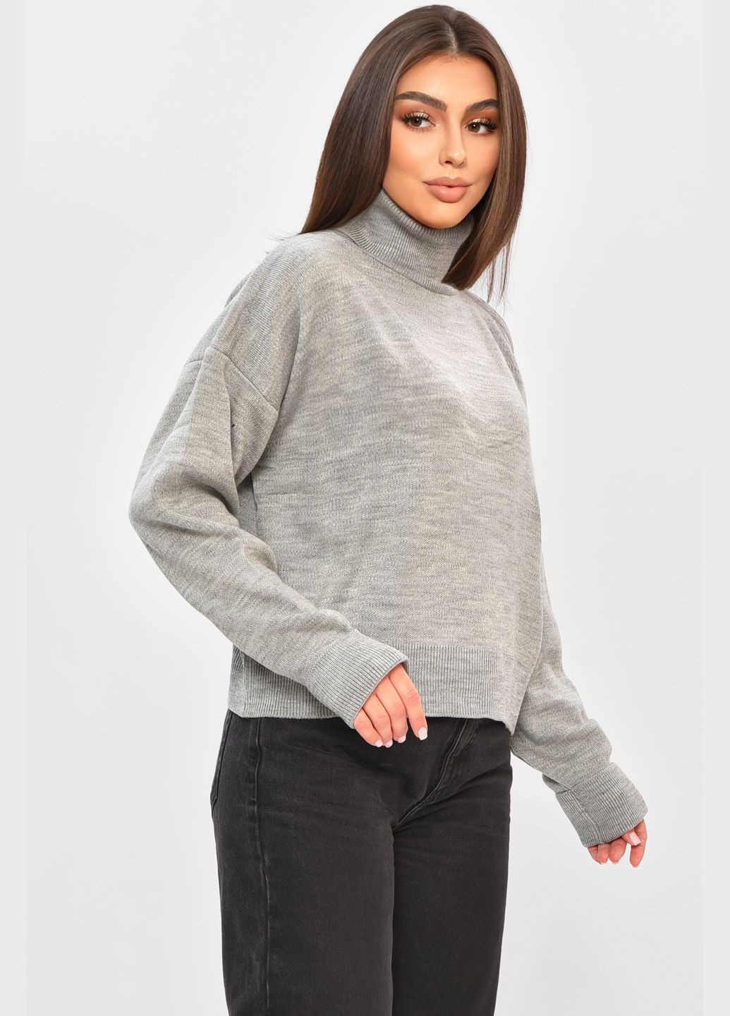 Серый демисезонный свитер женский серого цвета пуловер Let's Shop