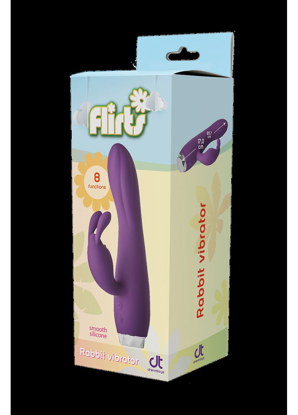 Вибратор кролик Dream Toys Flirts Rabbit, фиолетовый, 17 х 3 см Dreamtoys (299006861)