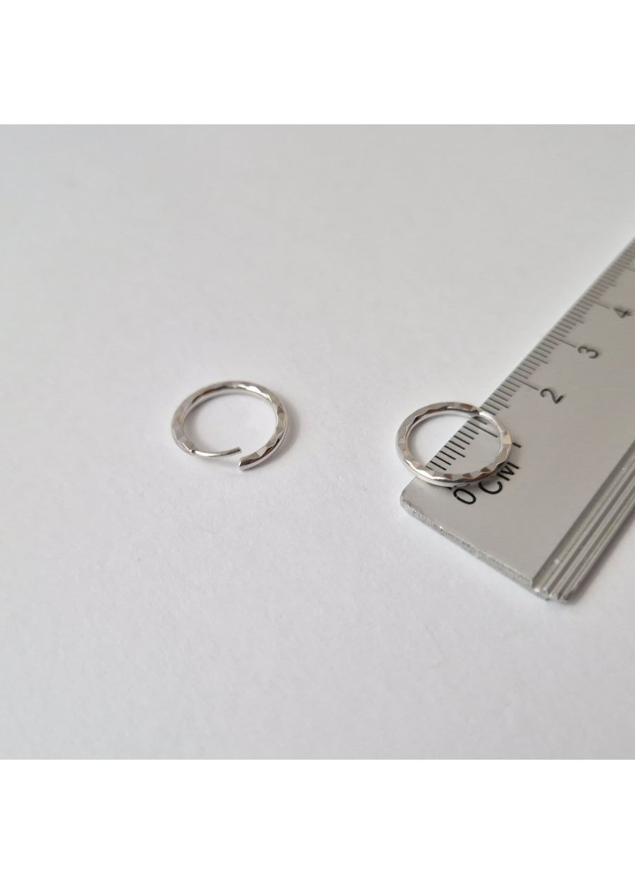 Срібні сережки кільця Конго з насічками 10мм срібло 925 проби Родоване 003/1.00 0.74г Nobrand (366339876)