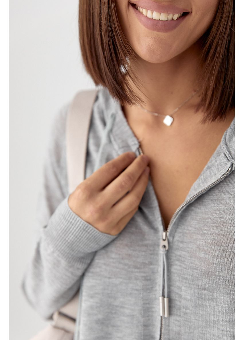 В'язаний кардиган з капюшоном Lurex Кардиган (370298779)