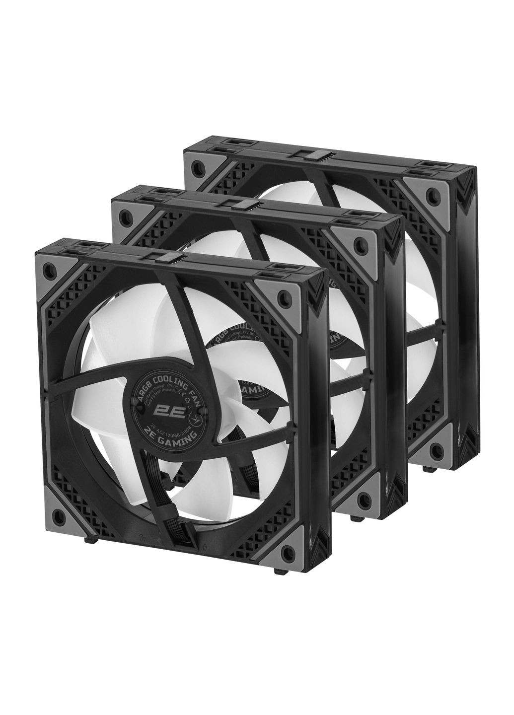 Корпусний вентилятор Air Cool ACF120MB-ARGB, 3x120мм, 2000rpm, 4pin PWM +5VARGB, 20.5dBa, 2E Gaming (367073186)