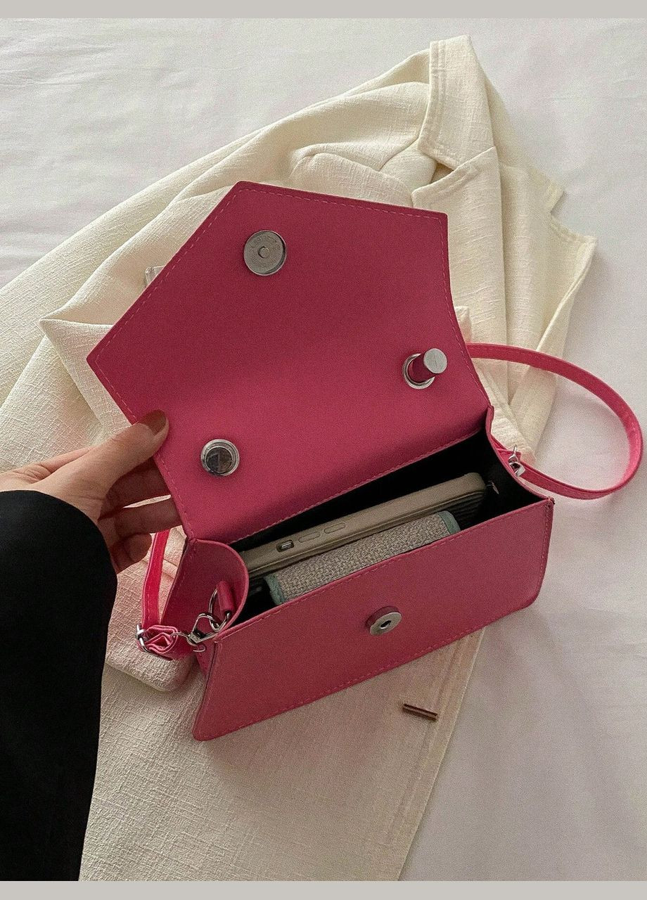 Жіноча класична сумка 8424 крос-боді через плече рожева No Brand (290665320)