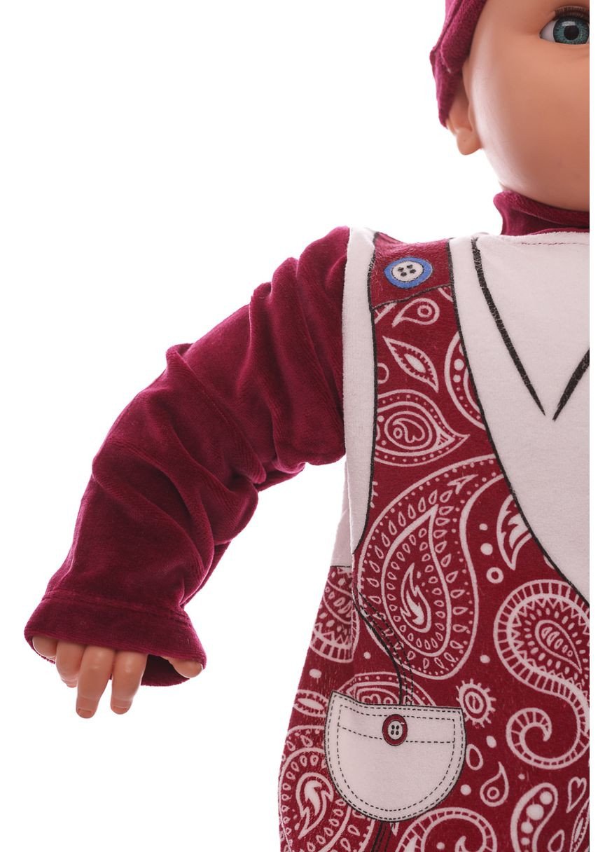 Человечек для мальчика велюровый с жилеткой бордовый 68 см (26419) BABYKROHA (297197736)