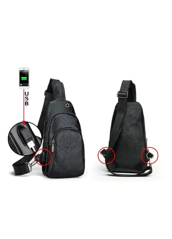 Чоловіча сумка-бананка з USB No Brand (402256114)