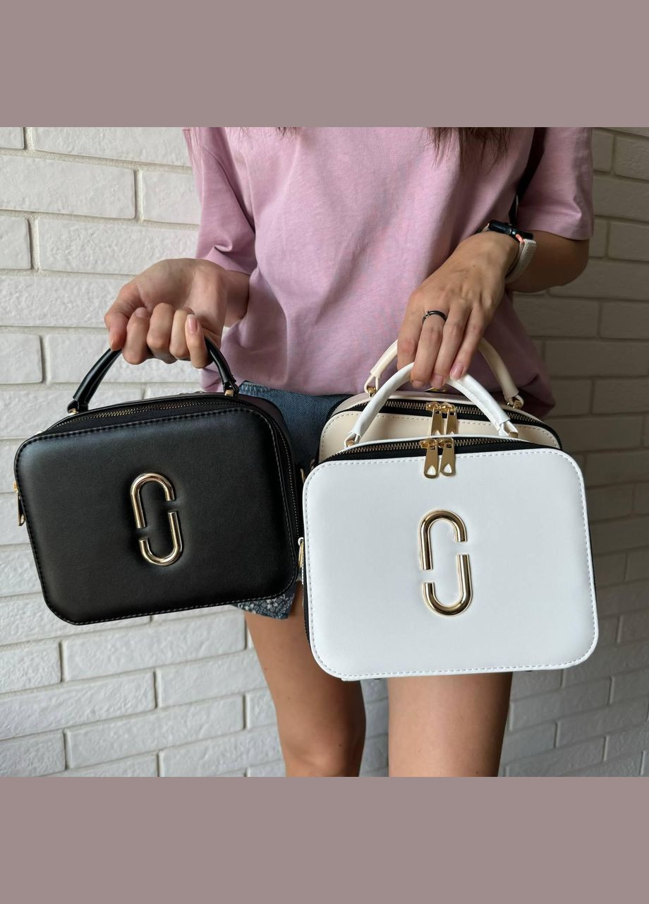 Стильная женская мини сумочка через плечо Marc, каркасная сумка черная белая Jacobs (362412086)