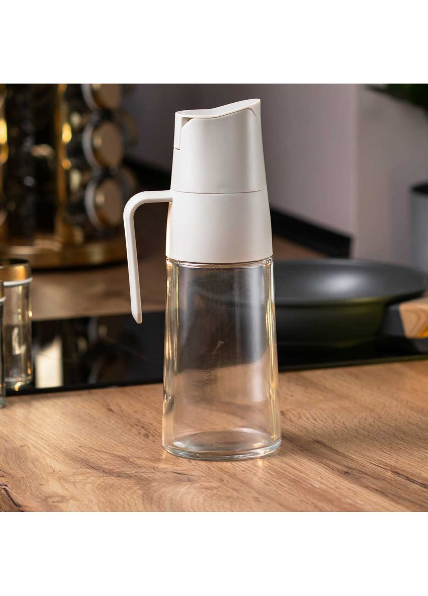 Пляшка дозатор для олії та оцту 600 мл скляна бежева для кухні та приготування соусів ProDobro (364190885)