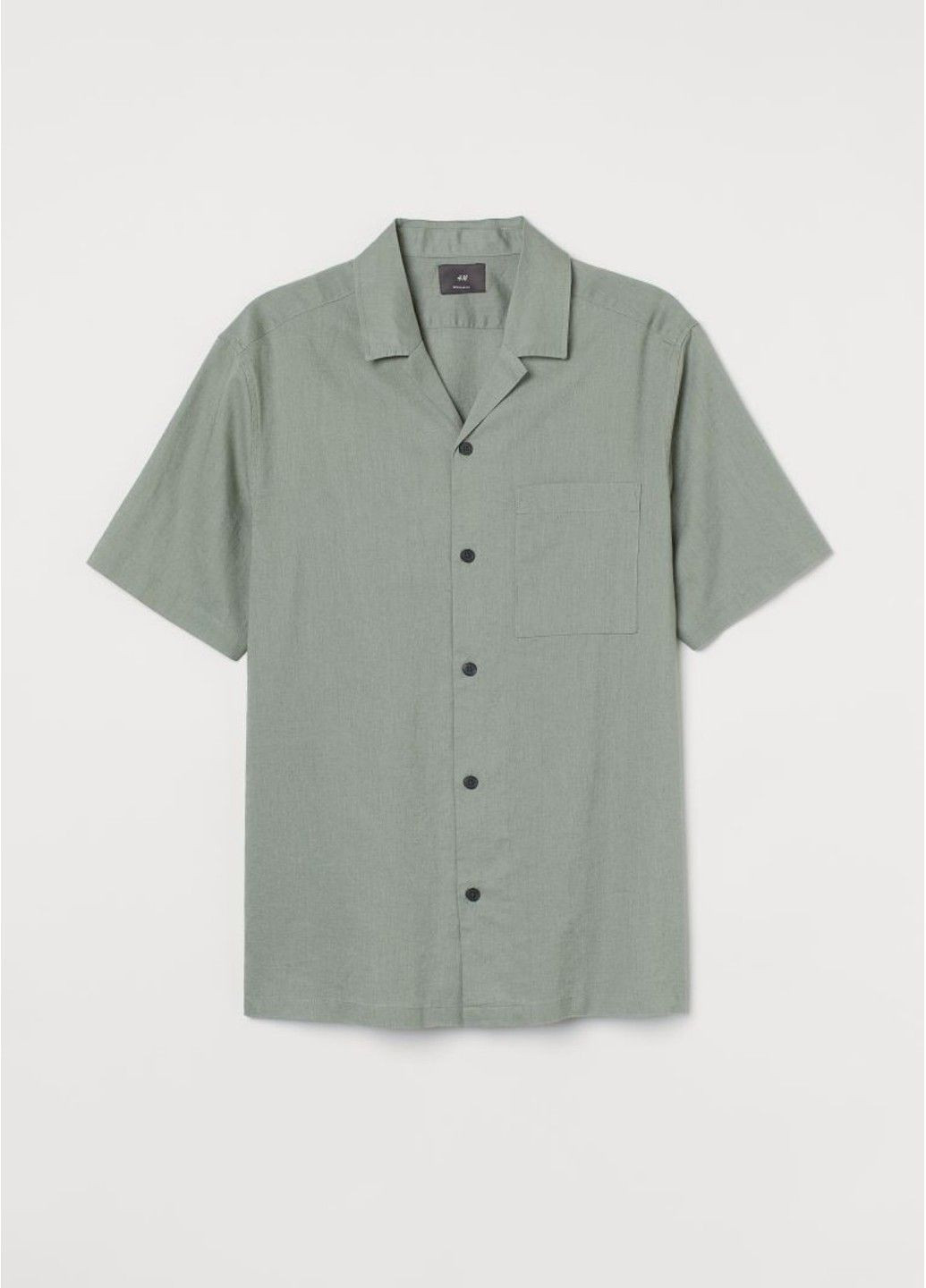 Чоловіча лляна сорочка Regular fit (57001) L Зелена H&M (292317591)