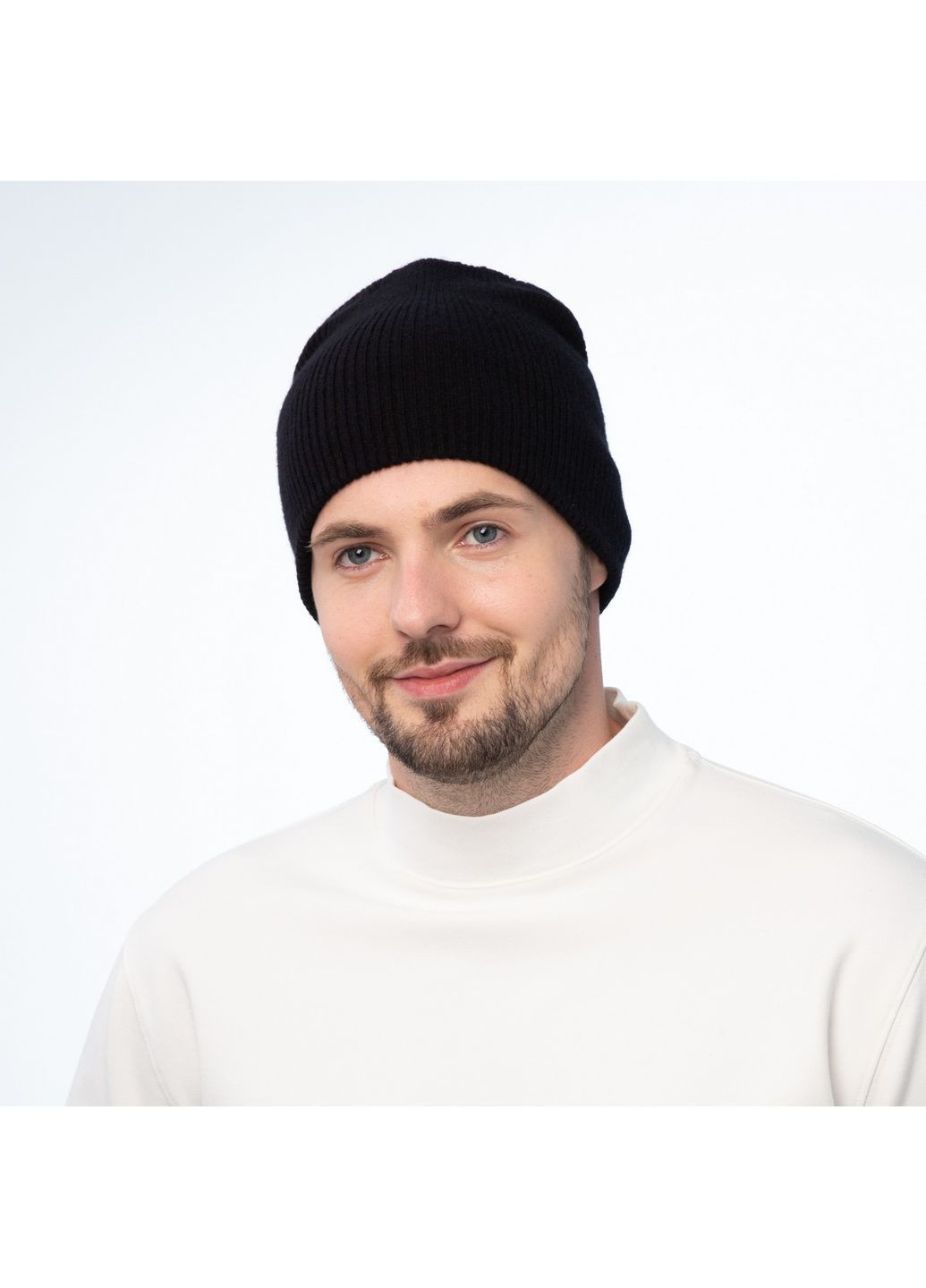 Шапка біні чоловіча вовна чорна SKYLAR 237-346 LuckyLOOK 237-346M (322792957)