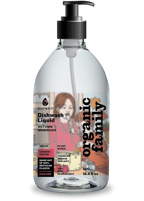 Средство для мытья посуды с алоэ, ромашкой и брусникой Organic Family Autumn Memories 500ml (2-1049820) Purenn (371731776)