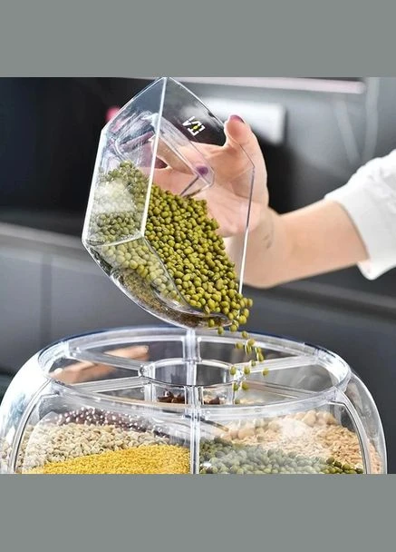 Поворотний диспенсер для круп органайзер-дозатор сипучих продуктів, Прозорі контейнери для спецій No Brand (381038188)