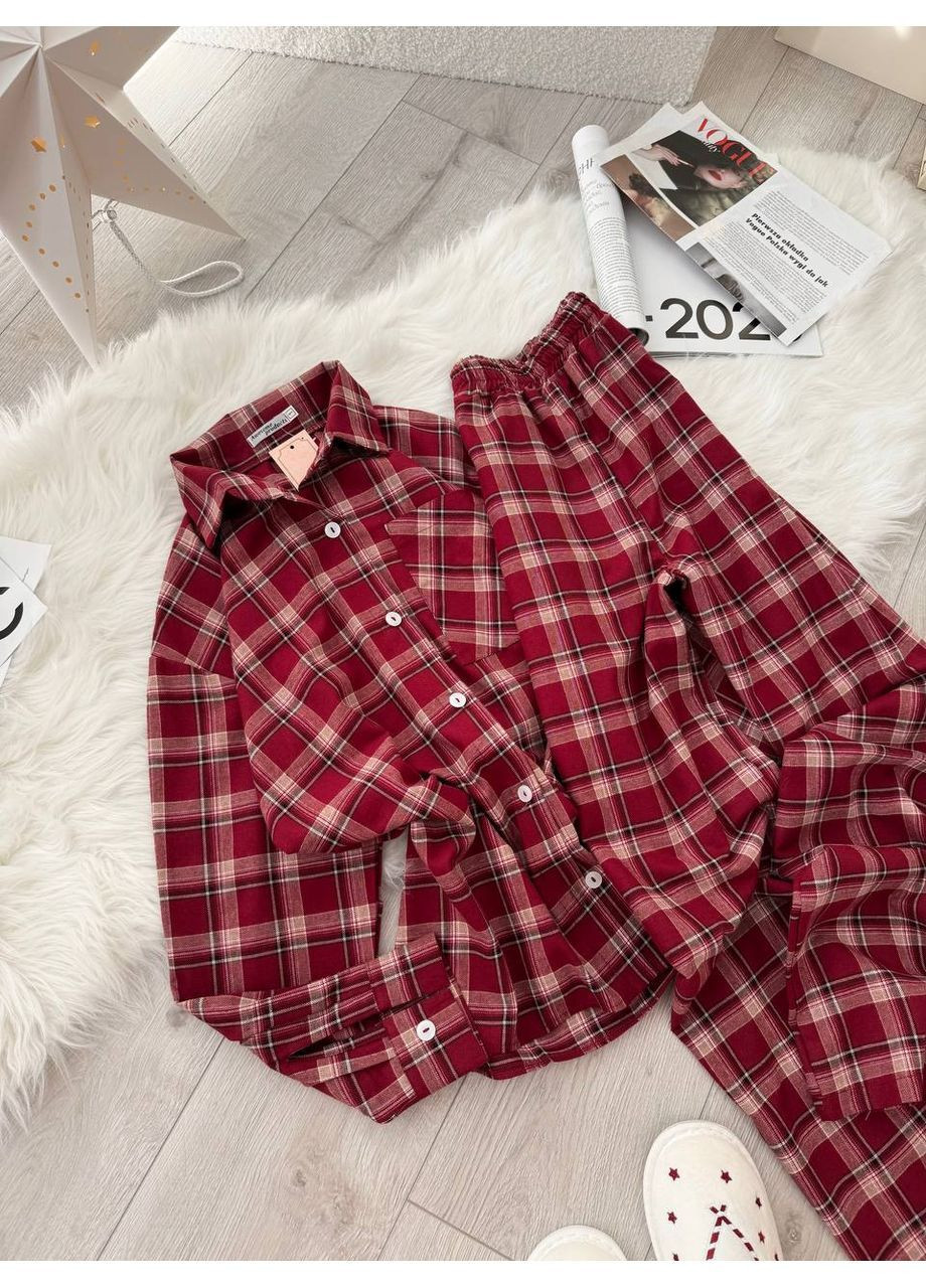 Бордова всесезон піжама жіноча сорочка + брюки Гермес