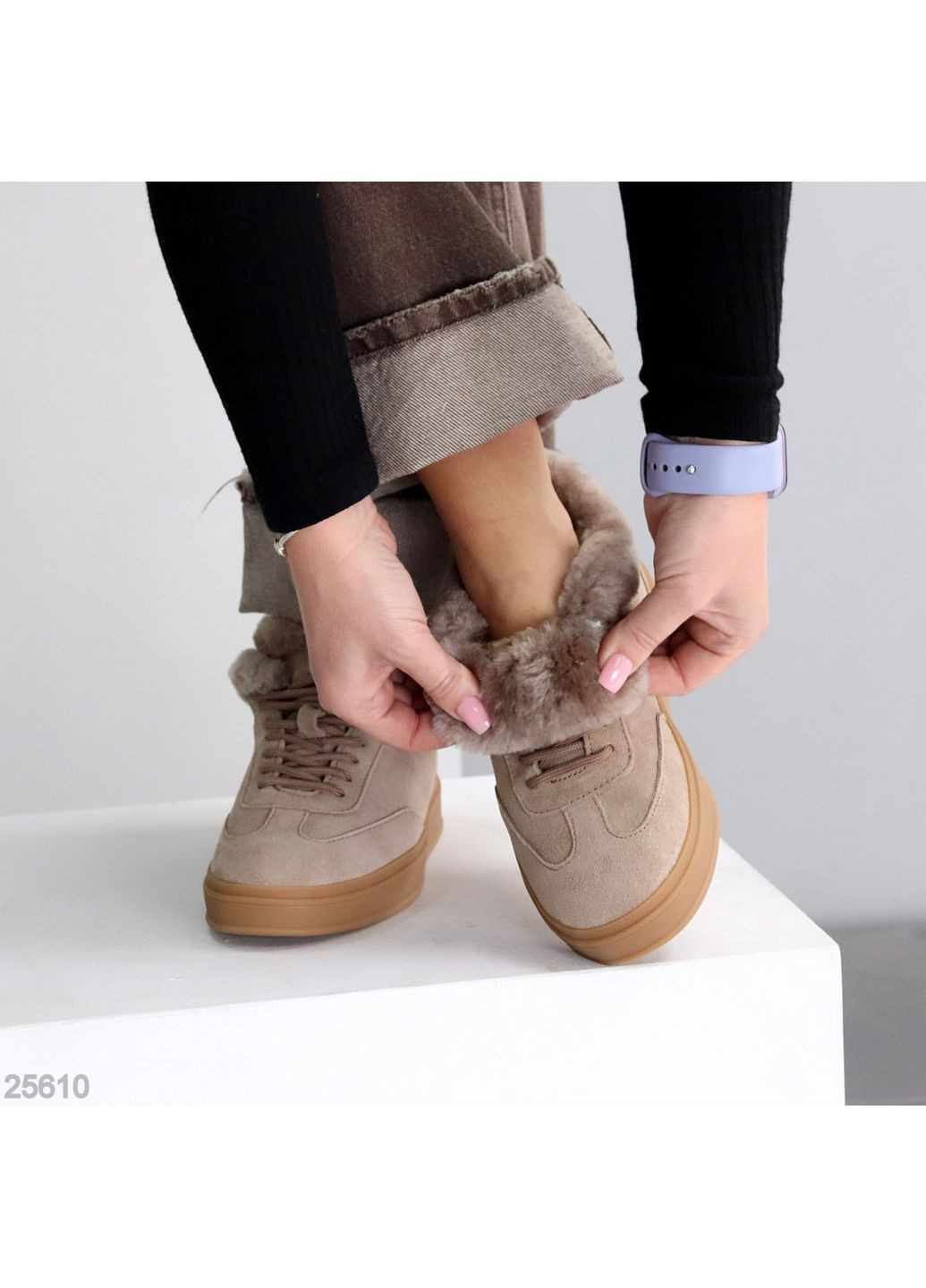 Зимние кроссовки No Brand коричневые зима (369363821)