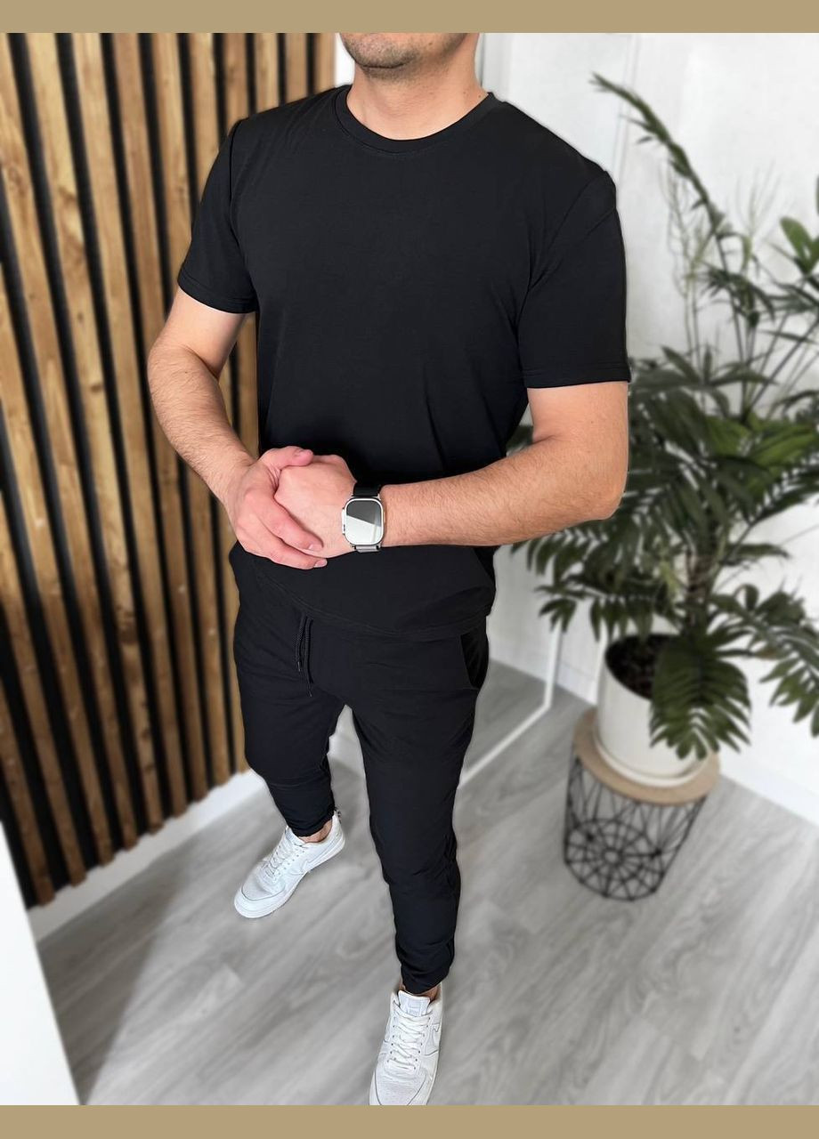 Черный демисезонный мужской костюм No Brand