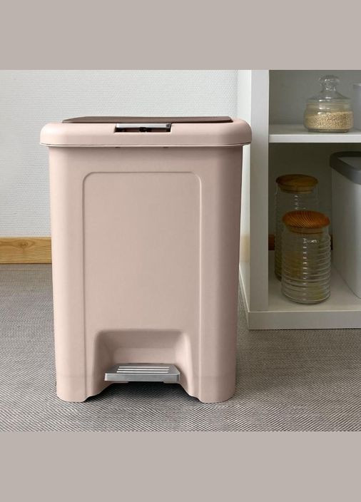 Мусорное ведро с крышкой и педалью BIN-03 18L BEIGE MVM (317286308)