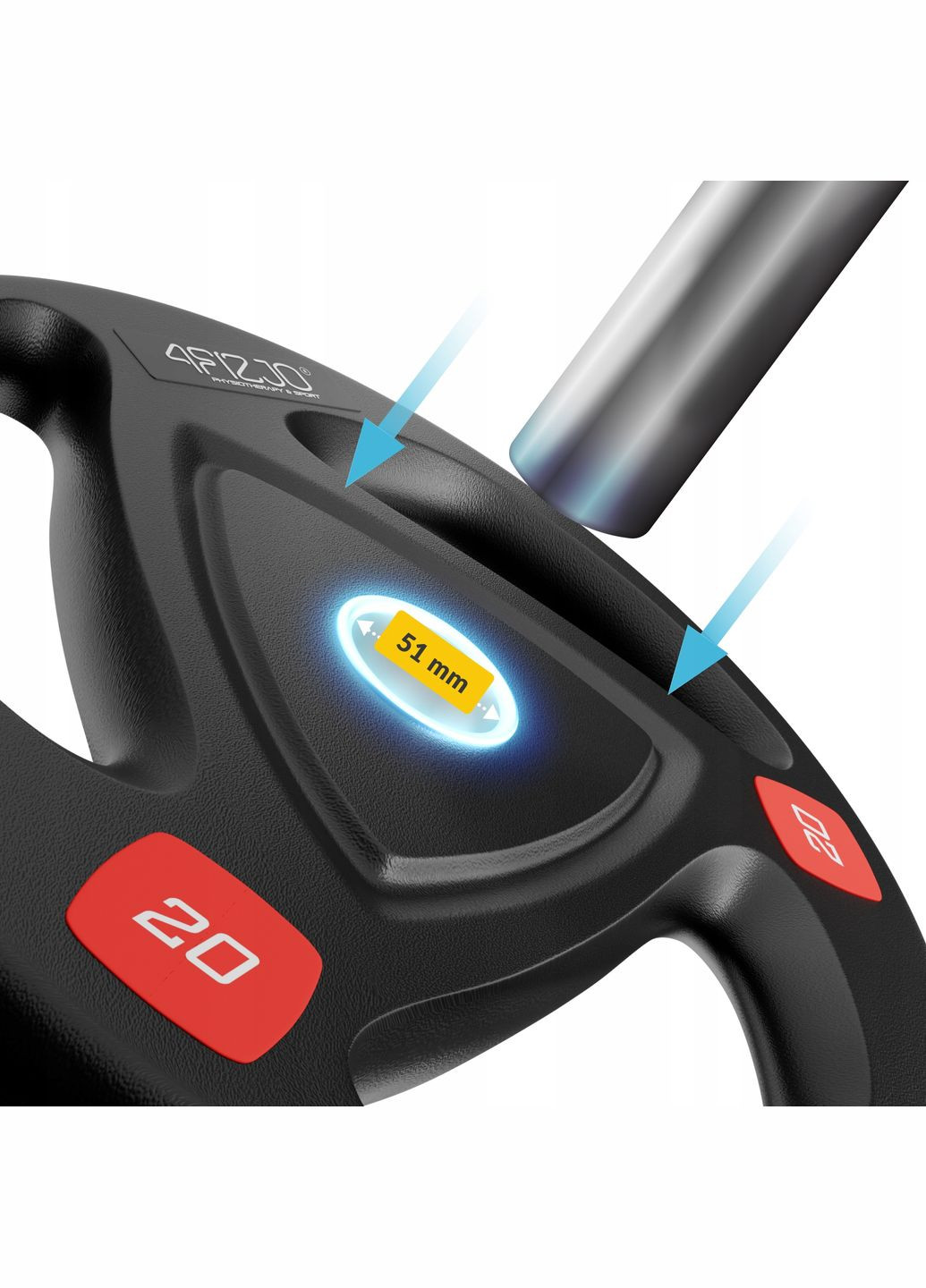 Диск олимпийский 1 x 20 кг 51 мм металлический, прорезиненный Black () 4FIZJO P-5905973401296 (341528818)