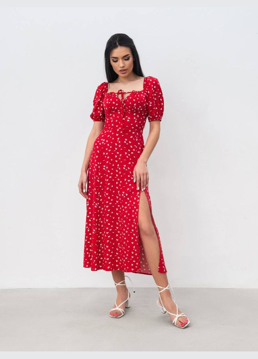 Красное платье Romashka с цветочным принтом