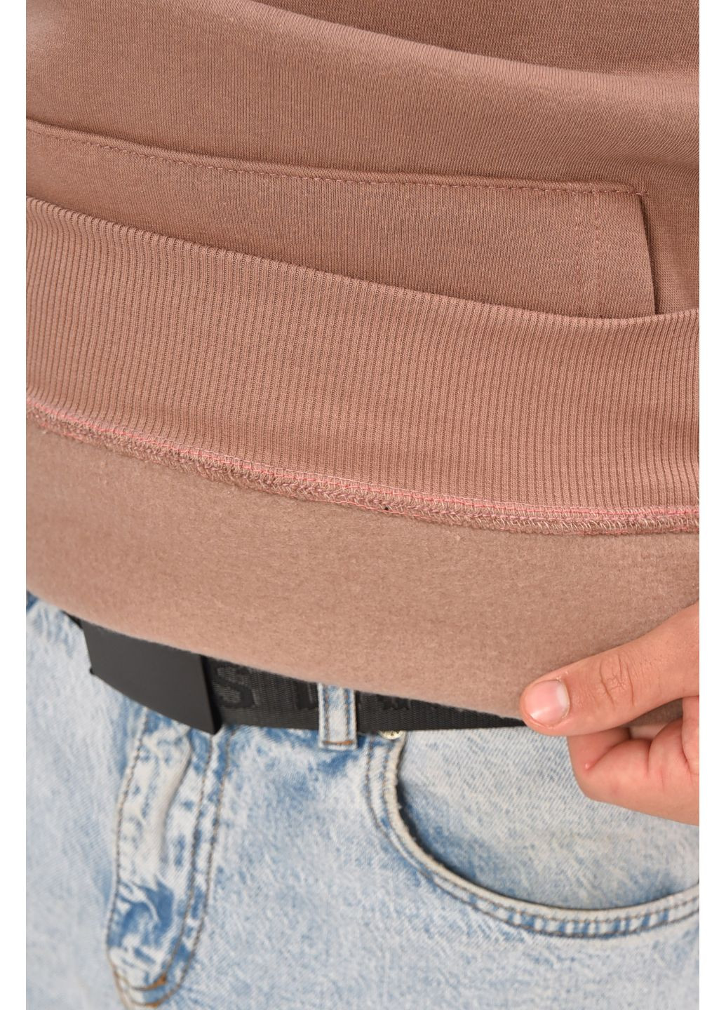 М'ятний худі чоловіче на флісі кольору мокко з принтом Let's Shop малюнок без декору (356454636)