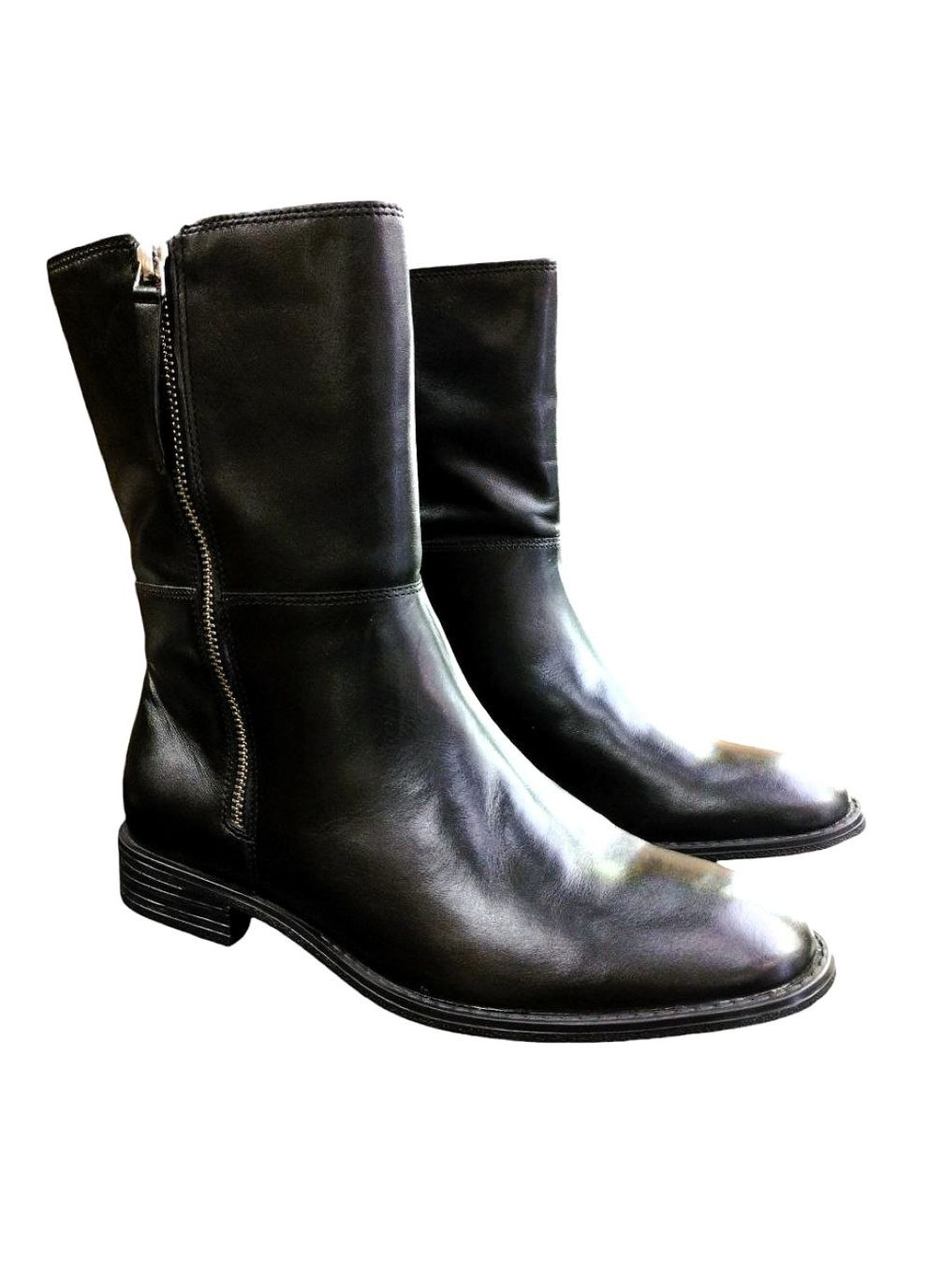 Напівчоботи бренд стиль шкіряні жіночі на низькому підборі 39 (26 см) чорні Rylko (319146398)