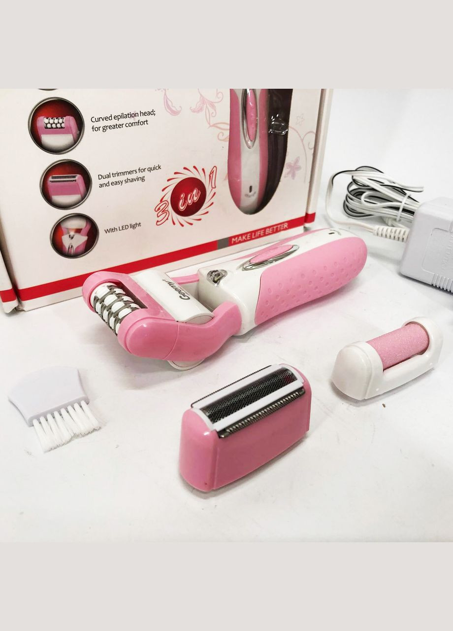 Епілятор депілятор жіночий електричний бездротовий + тример + пемза 3 в 1 GM-3052 Gemei (372908474)