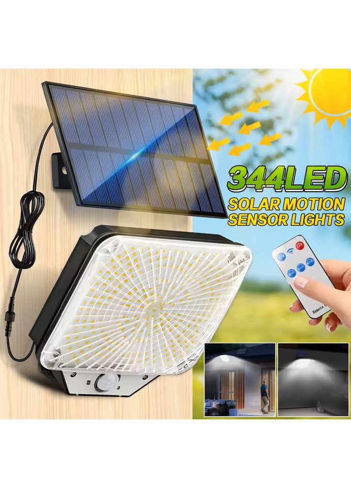 Уличная солнечная LED лампа с датчиком движения и пультом, 344 светодиода, автономный прожектор IP65 2 шт. China (361848906)