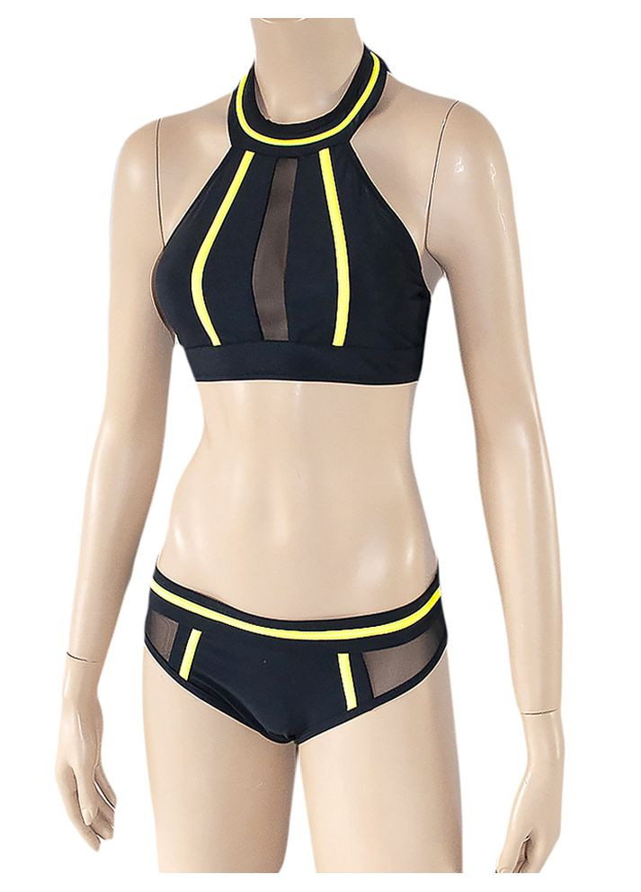 Чорний літній зручний купальник із топом у спортивному стилі модель 0119 чорний арт.75614 халтер, бікіні, роздільний, топ Z.Five