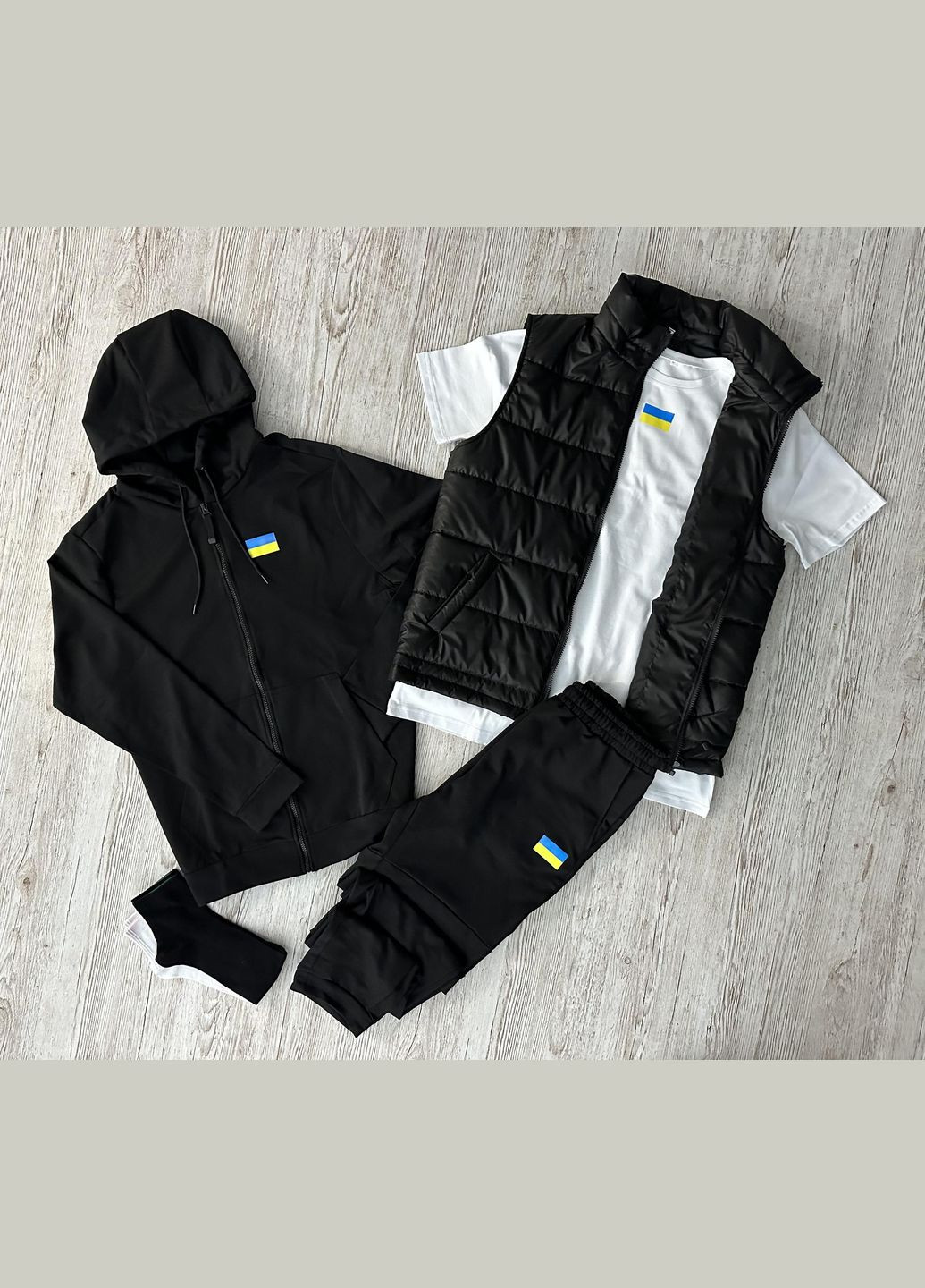 Комплект 5в1 з кофтою на змійці Прапор (футболка Біла) No Brand (327994007)