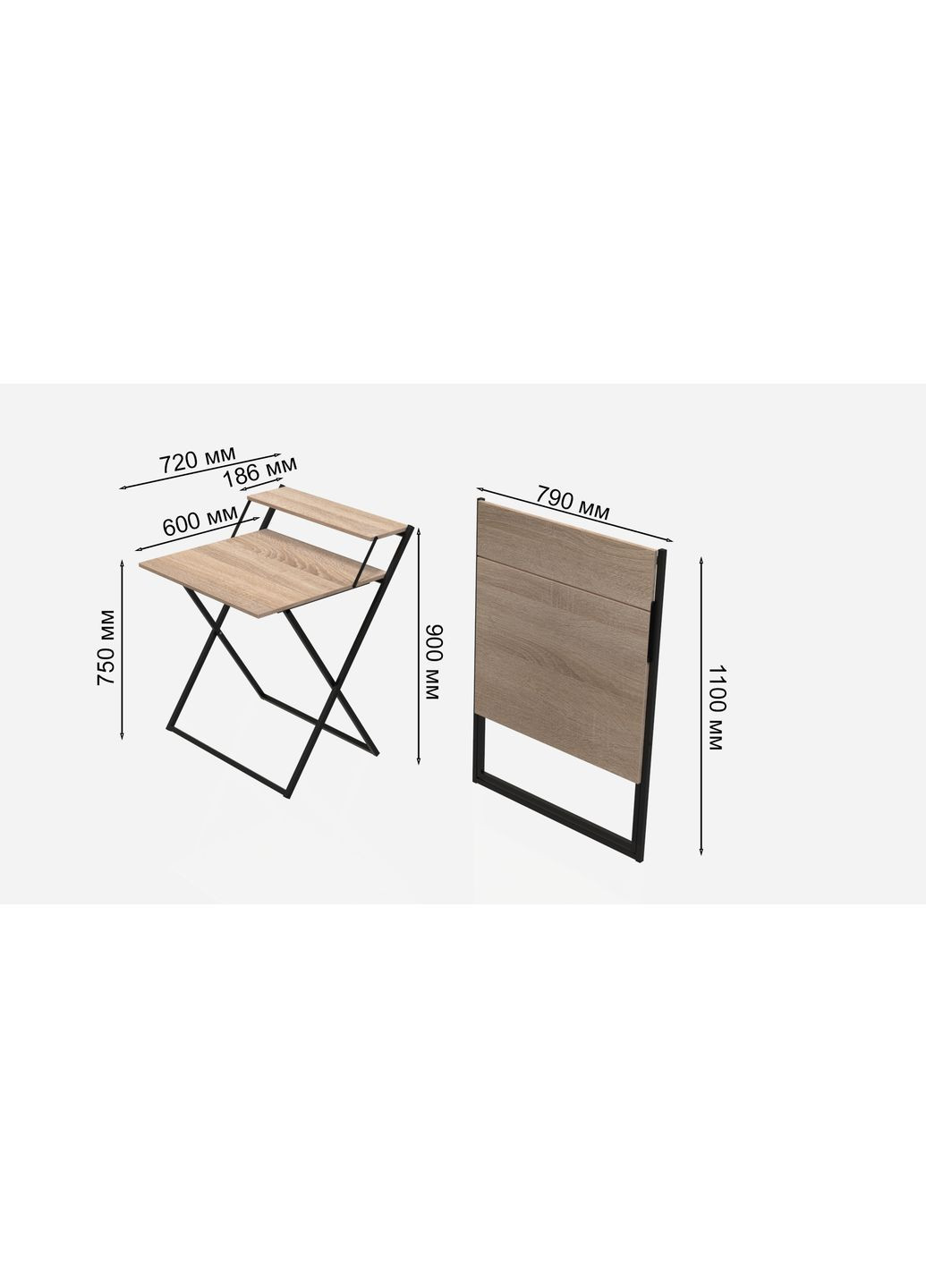Стол трансформер Компакт 4 750x790x720 Черный металл ДСП 16 мм FRD-104693 Ferrum-decor (361944427)