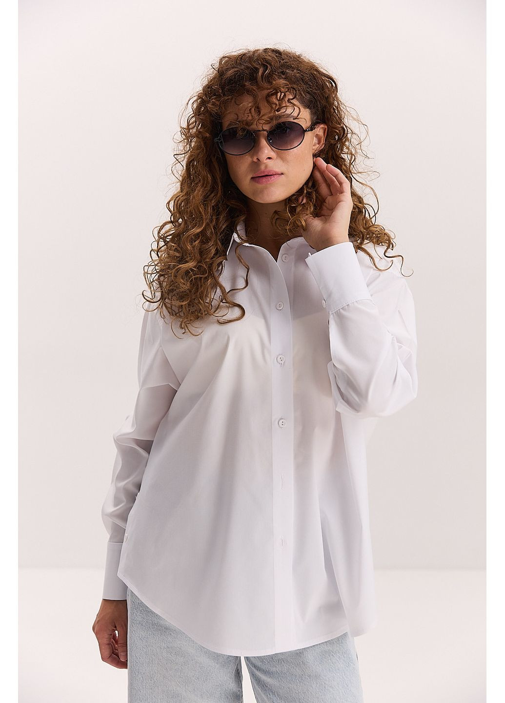 Жіноча сорочка оверсайз жовта з розрізами на ґудзиках з боків Arjen (353306017)